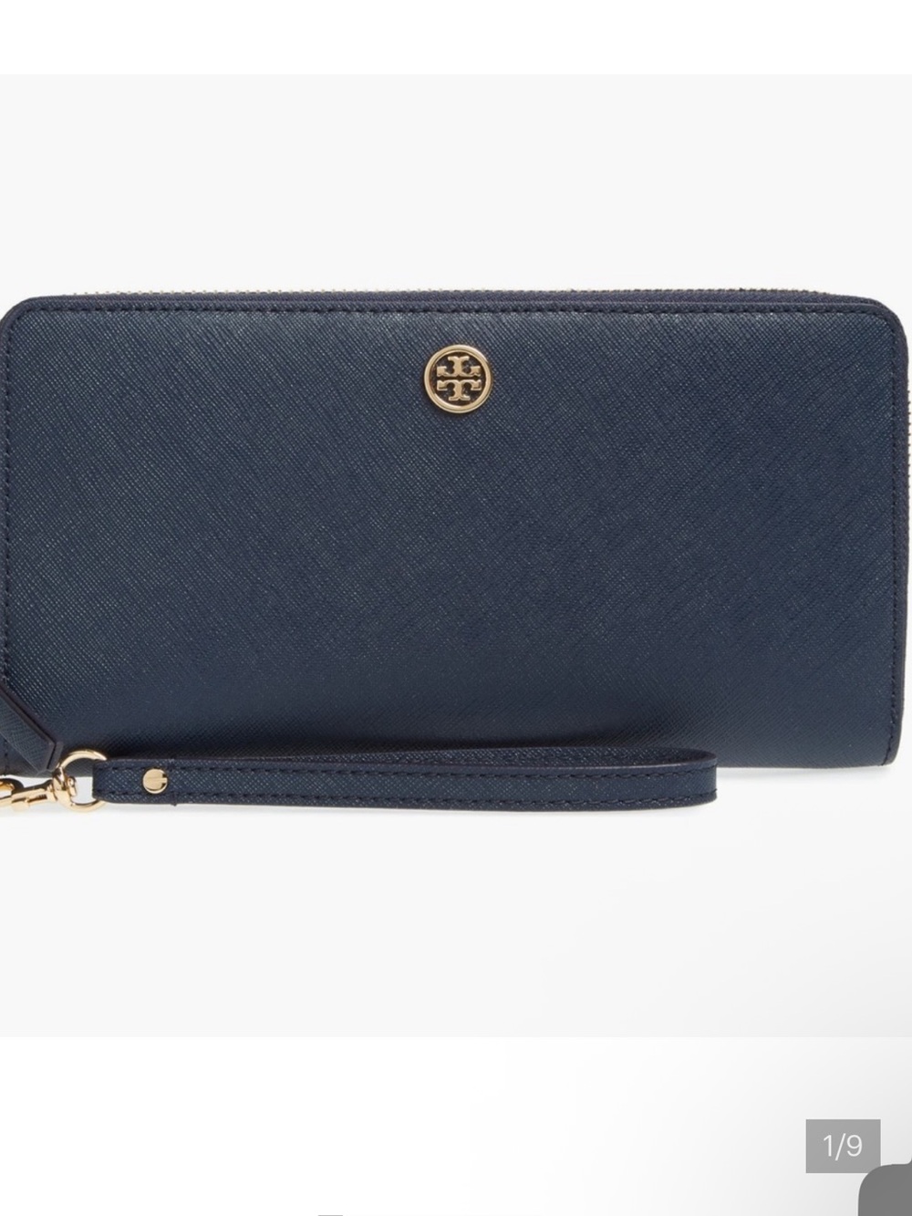Tory Burch Robinson Continental Midnight Blue Wristlet Wallet